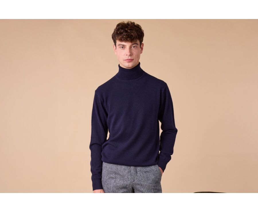 Navy wool roll-neck jumper - EMERIC