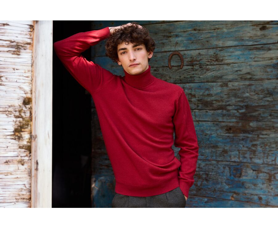 Red wool roll-neck jumper - EMERIC