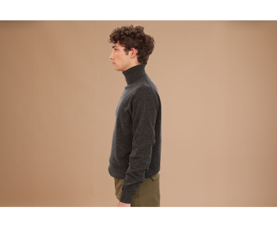 Grey Anthracite wool roll-neck jumper - EMERIC