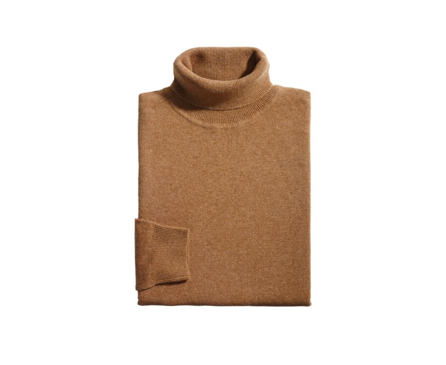 Melange Hazelnut wool roll-neck jumper - EMERIC