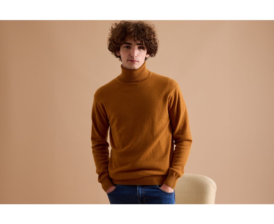 Mustard wool roll-neck jumper - EMERIC