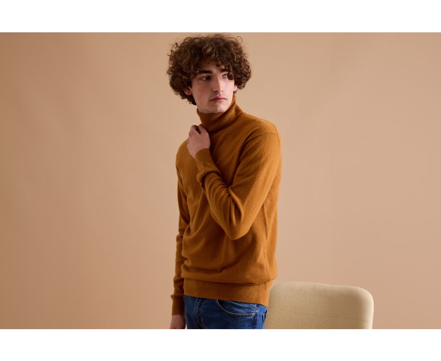 Mustard wool roll-neck jumper - EMERIC