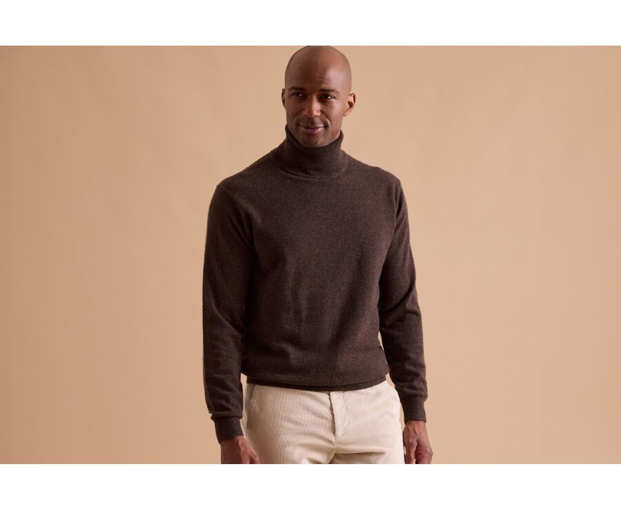 Dark Chocolate wool roll-neck jumper - EMERIC