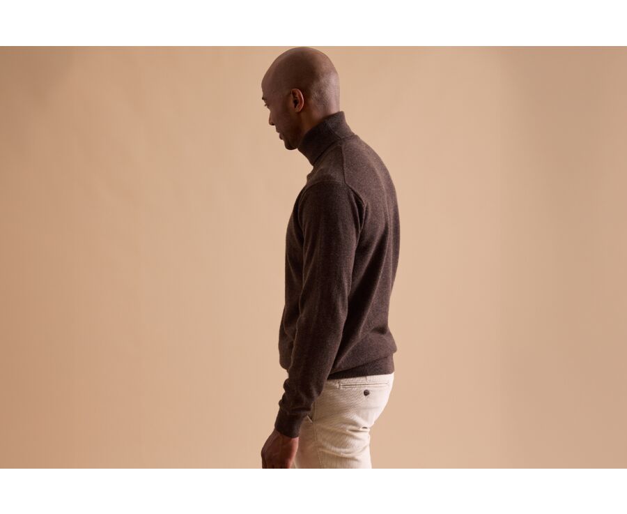 Dark Chocolate wool roll-neck jumper - EMERIC
