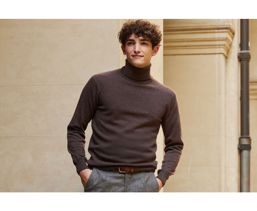 Brown wool roll-neck jumper - EMERIC