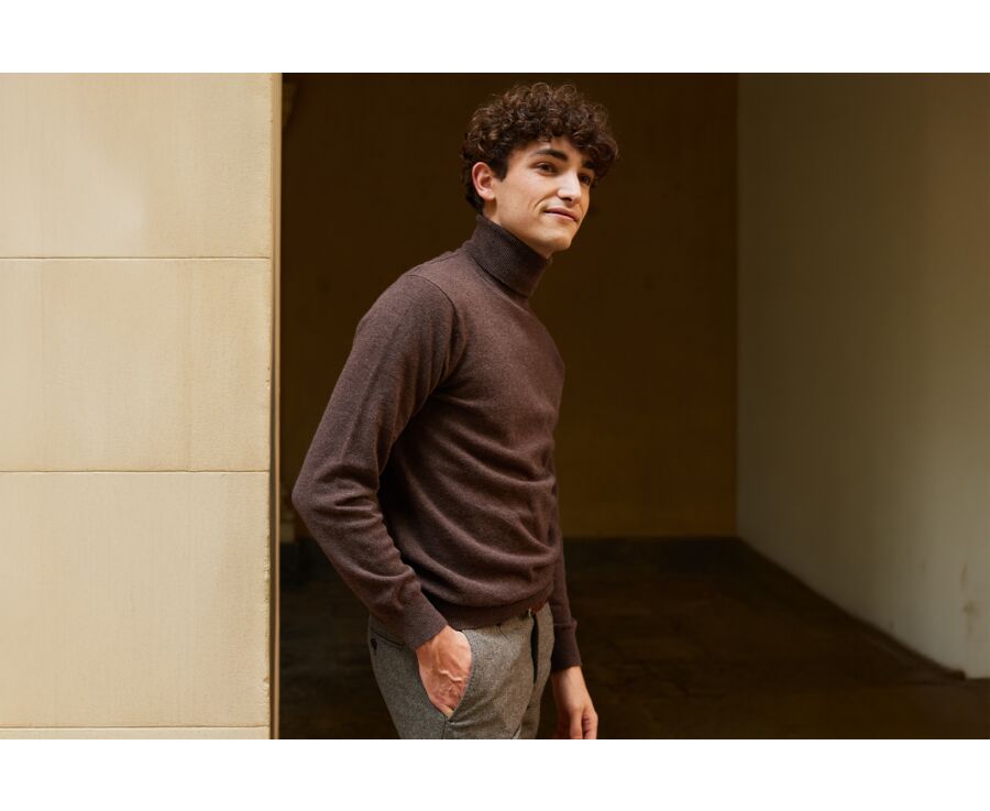 Brown wool roll-neck jumper - EMERIC