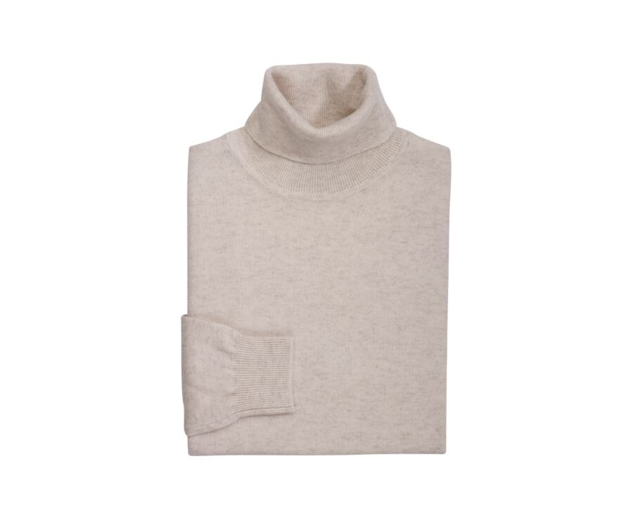 Men's roll-neck jumper – Light Heather Beige - EMERIC