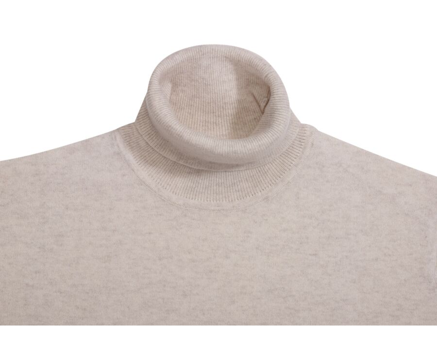 Men's roll-neck jumper – Light Heather Beige - EMERIC