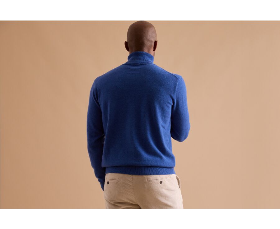 Mottled Jean Blue wool roll-neck jumper - EMERIC