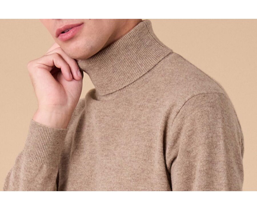 Men's roll-neck jumper – Light Heather Taupe - EMERIC