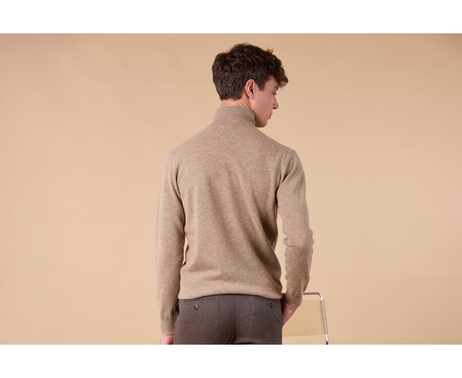 Men's roll-neck jumper – Light Heather Taupe - EMERIC