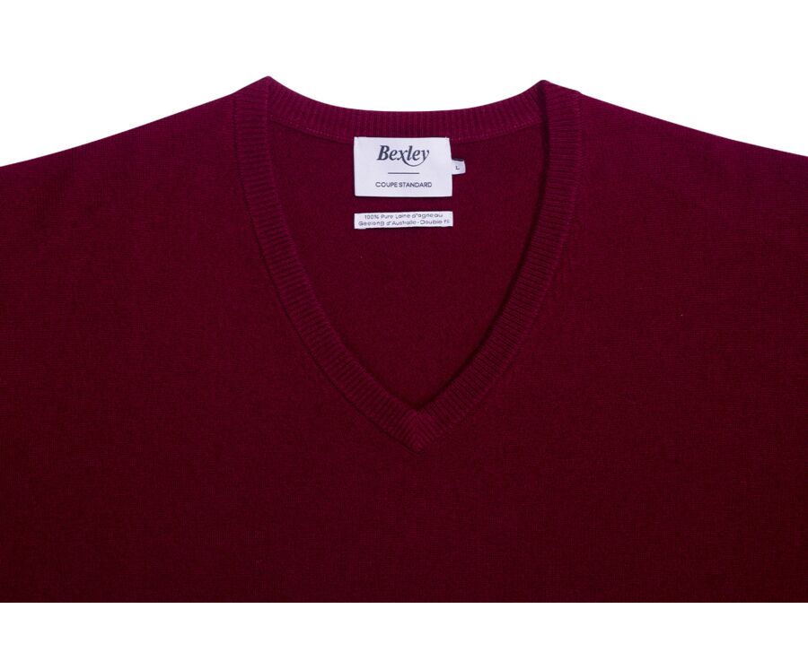 Burgundy V-neck wool jumper - ELIAN
