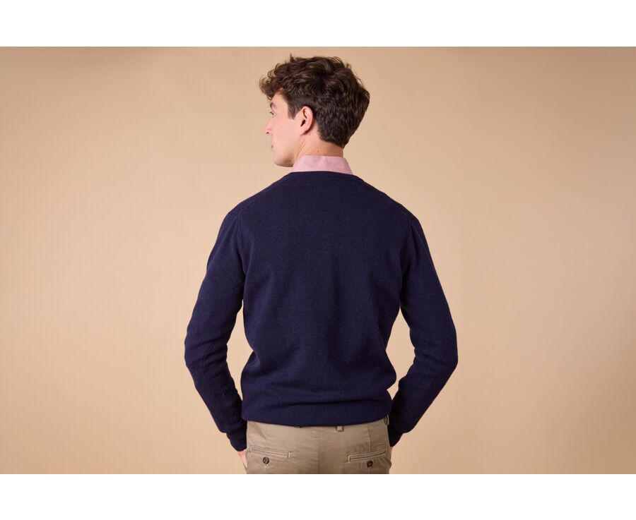Navy v-neck wool jumper - ELIAN