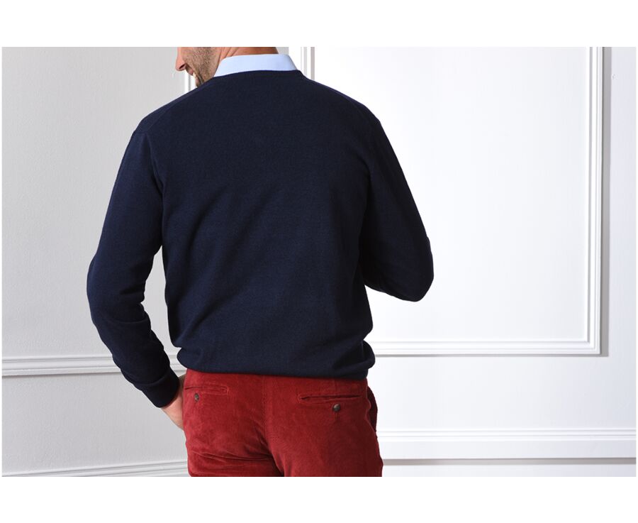 Navy v-neck wool jumper - ELIAN
