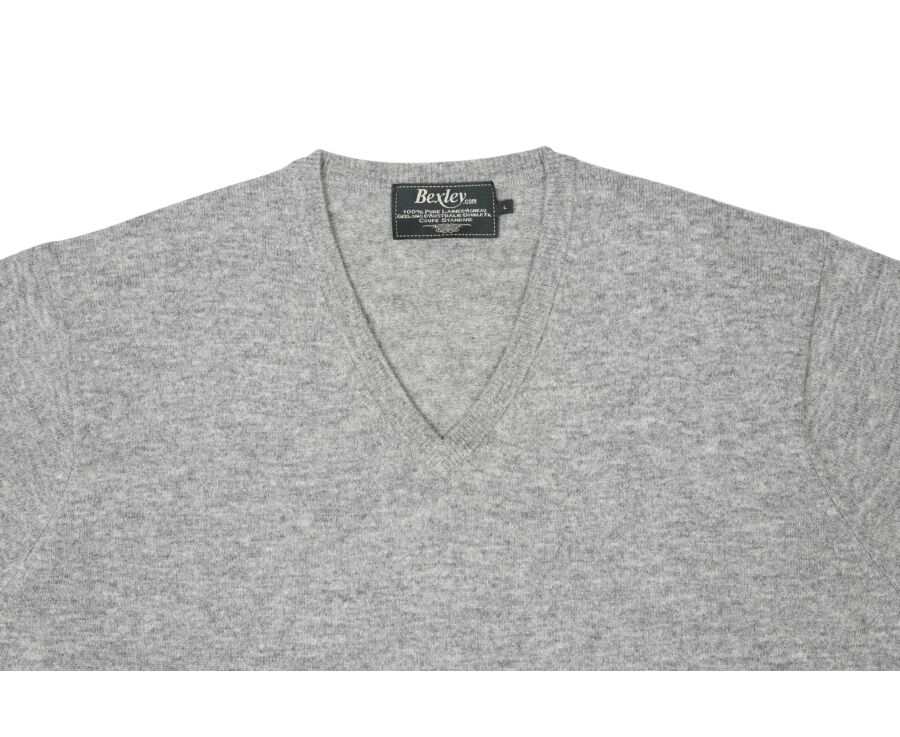 Grey Melange v-neck wool jumper - ELIAN