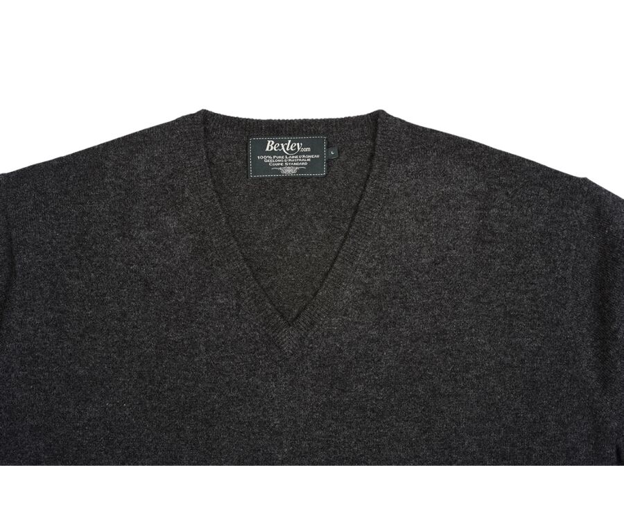 Grey Anthracite v-neck wool jumper - ELIAN