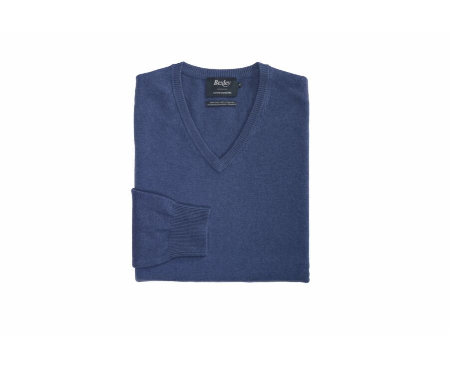 Petrol Blue v-neck wool jumper - ELIAN