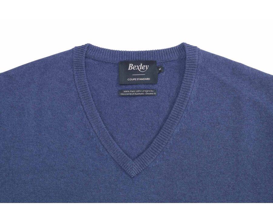 Petrol Blue v-neck wool jumper - ELIAN