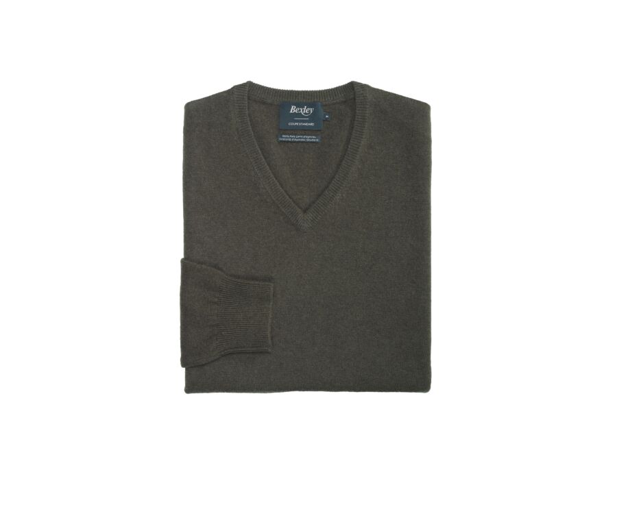 Green v-neck wool jumper - ELIAN