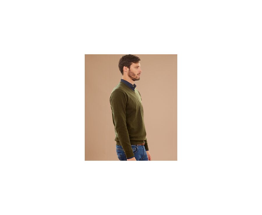 Green v-neck wool jumper - ELIAN