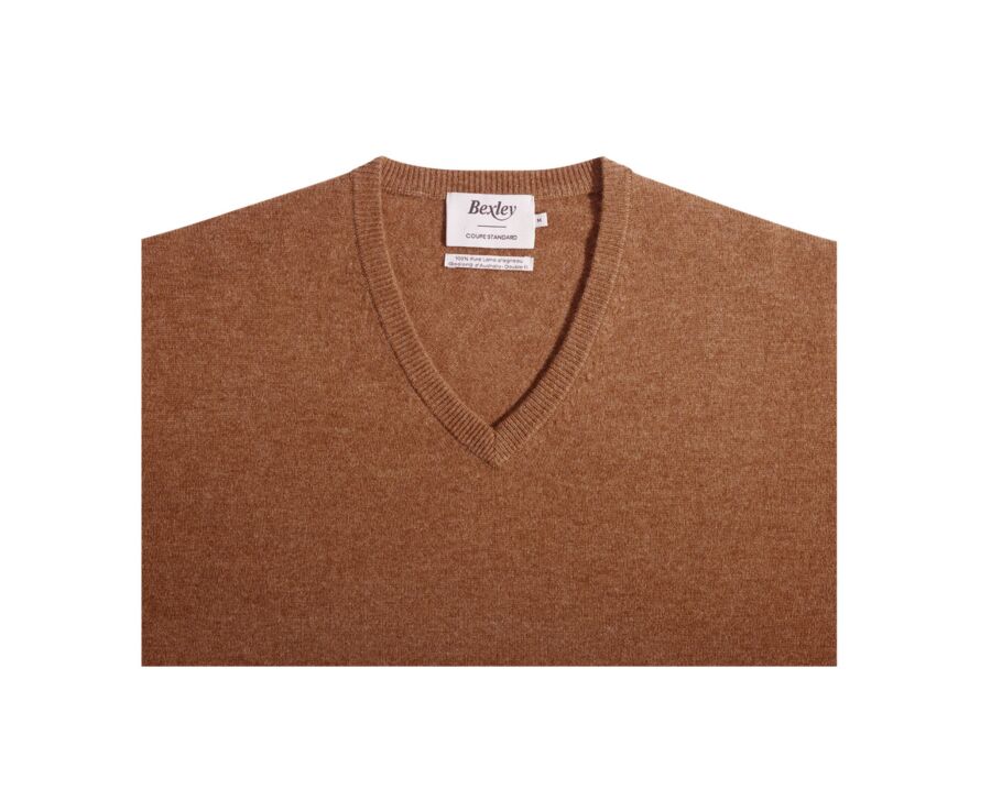 Melange Hazelnut v-neck wool jumper - ELIAN