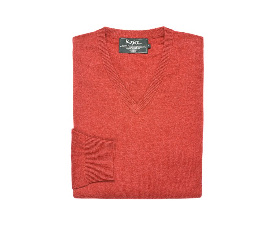 Red Melange v-neck wool jumper - ELIAN