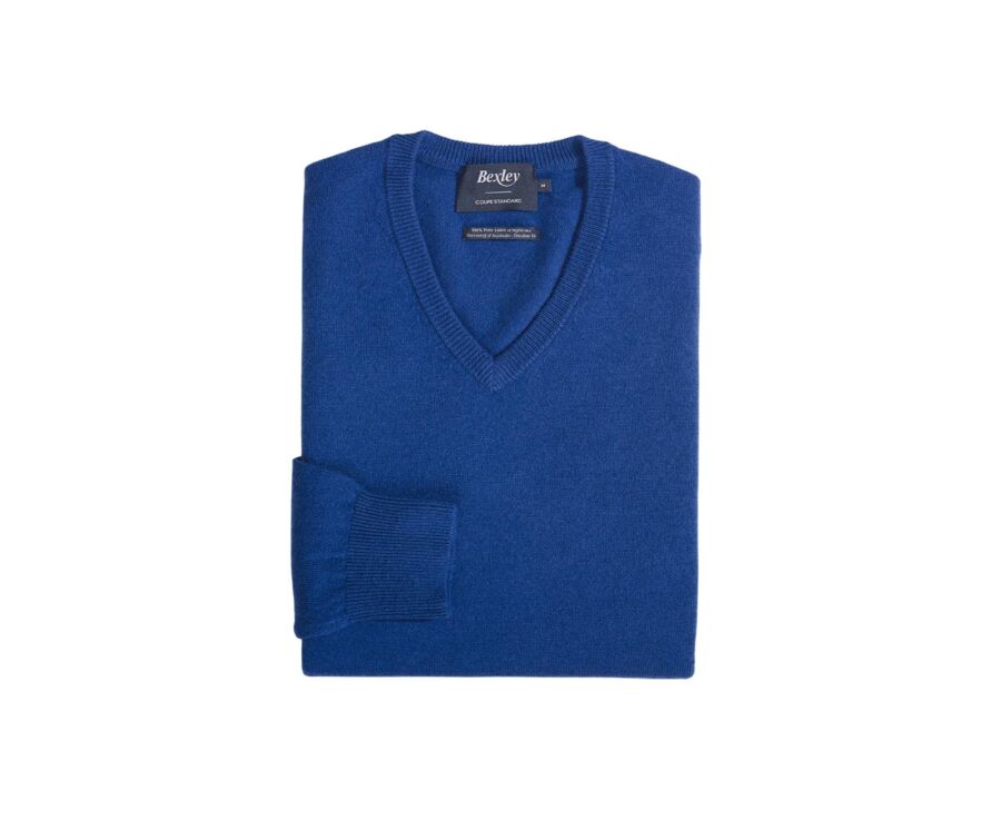 Blue Denim v-neck wool jumper - ELIAN