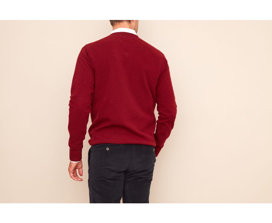 Dark Red v-neck wool jumper - ELIAN