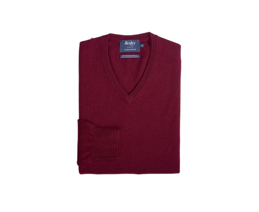 Dark Red v-neck wool jumper - ELIAN