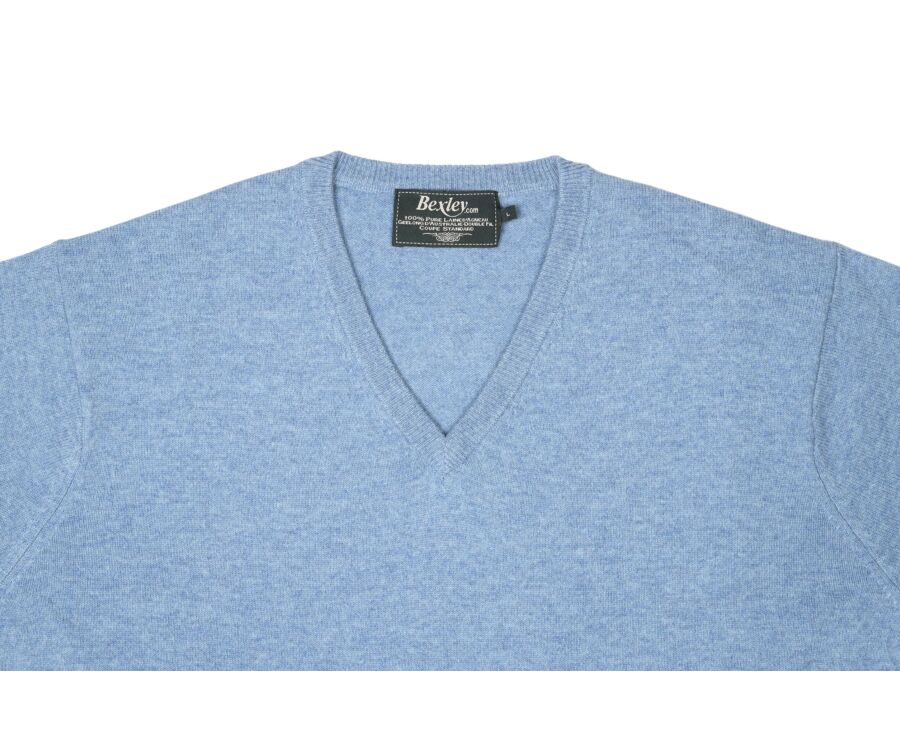 Scandinavian Blue melange v-neck wool jumper - ELIAN