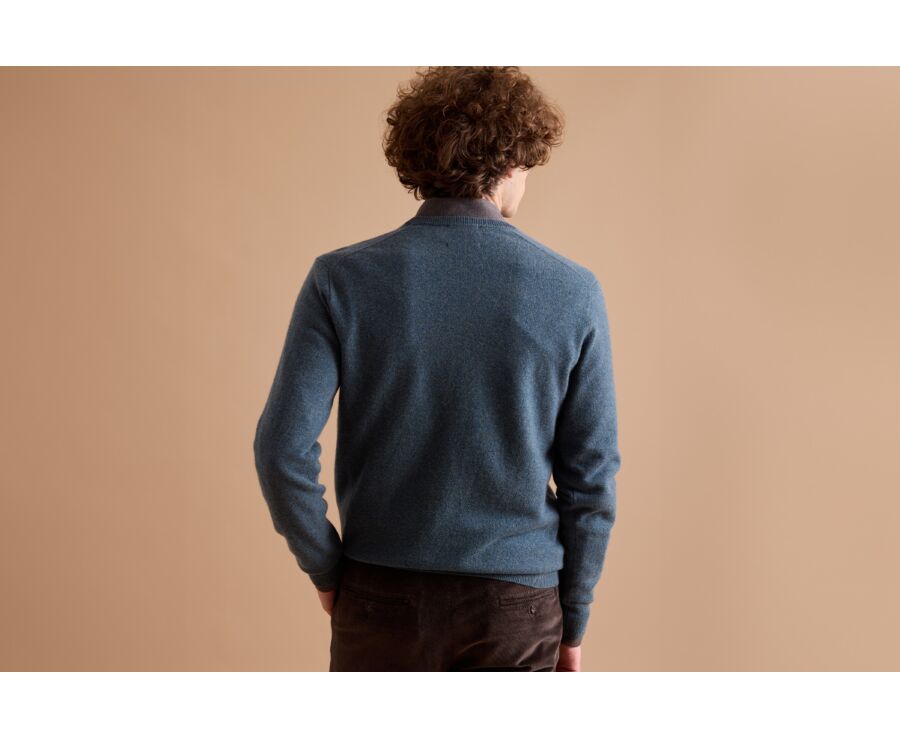 Green Melange v-neck wool jumper - ELIAN