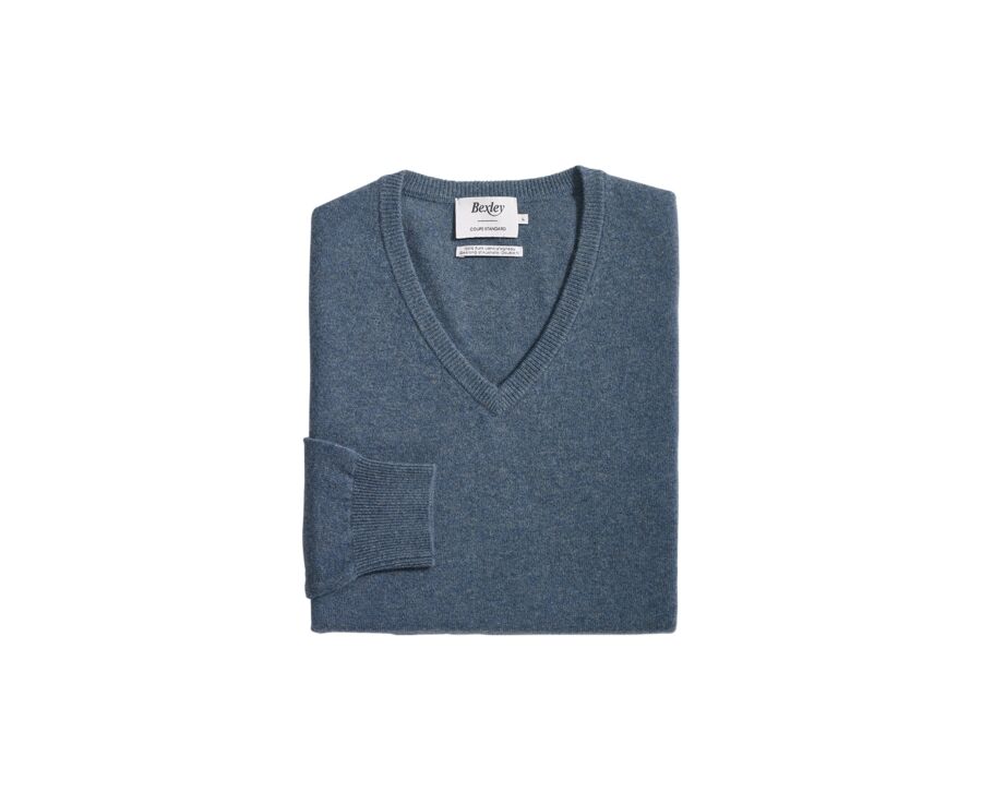 Green Melange v-neck wool jumper - ELIAN