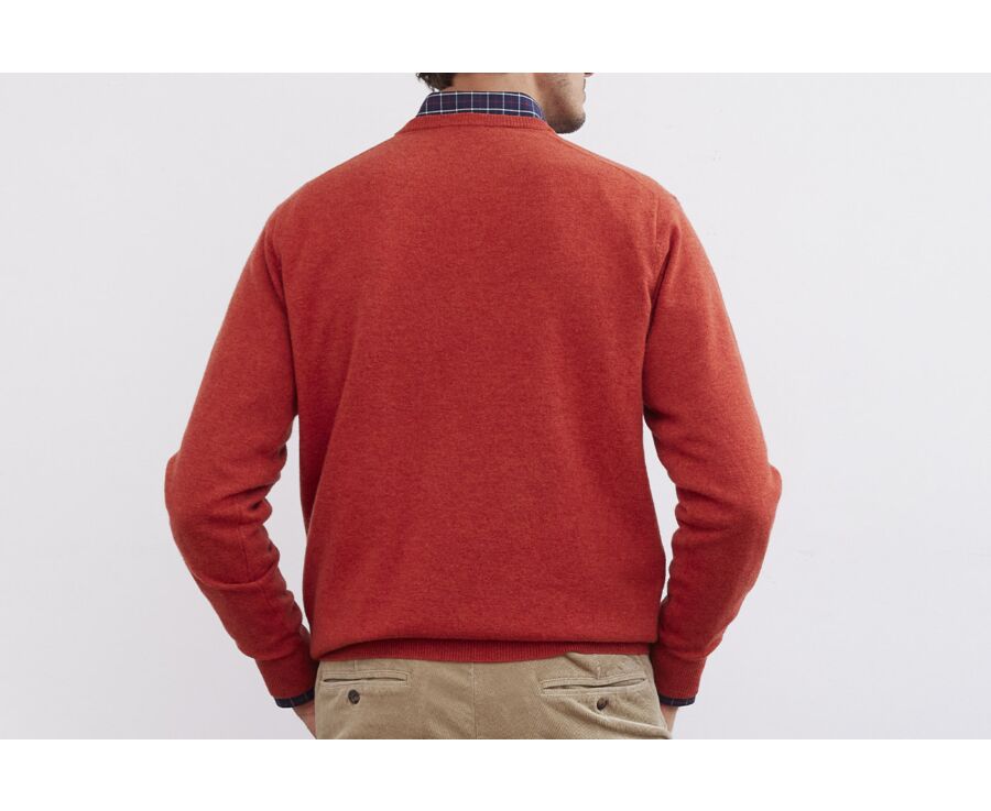 Amber Red v-neck wool jumper - ELIAN