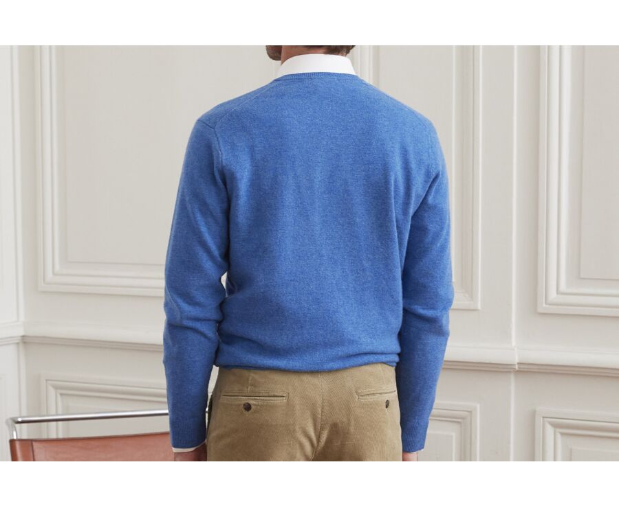 Blue sea v-neck wool jumper - ELIAN