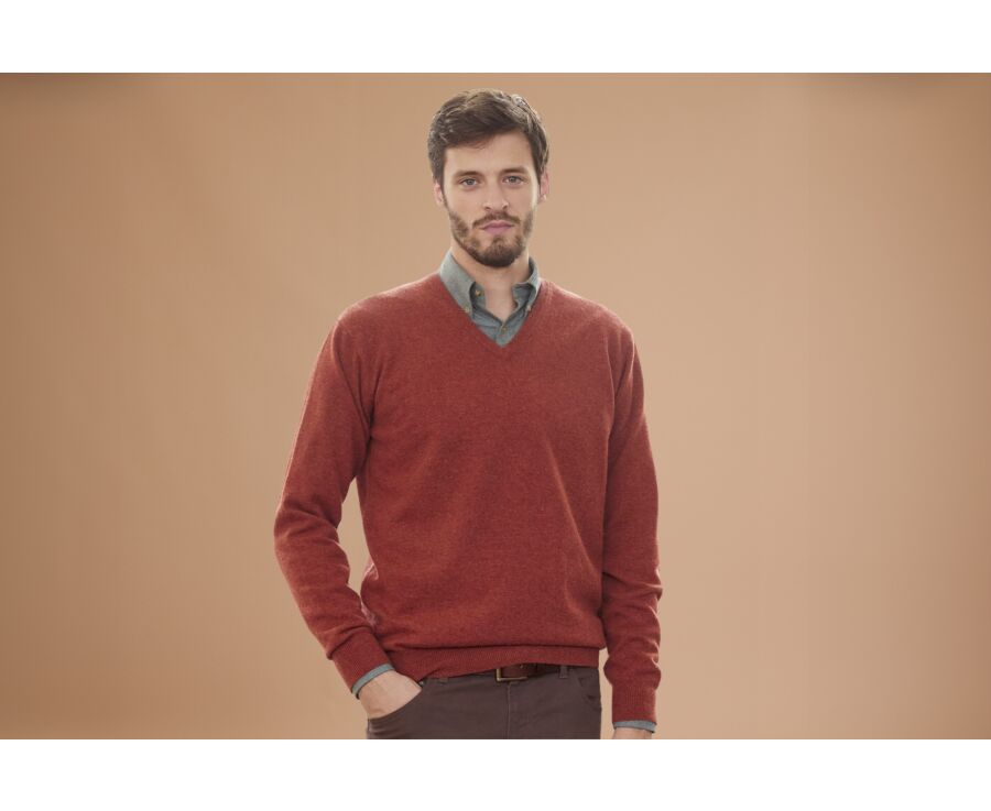Spice Melange v-neck wool jumper - ELIAN