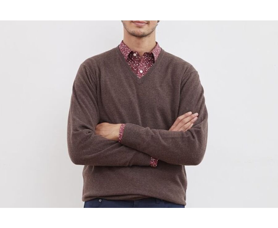 Brown v-neck wool jumper - ELIAN
