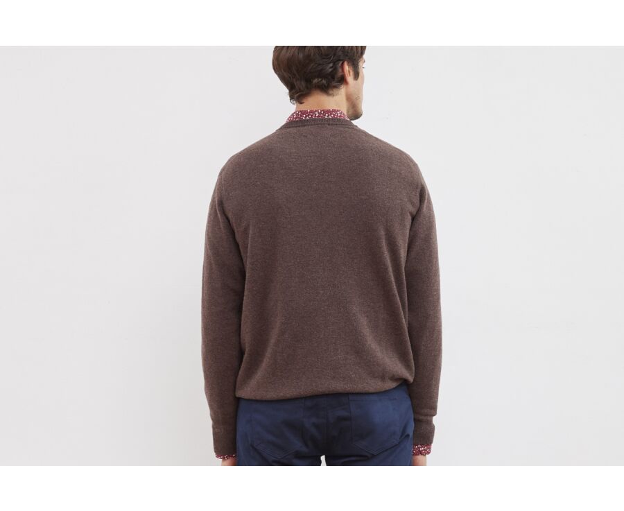 Brown v-neck wool jumper - ELIAN