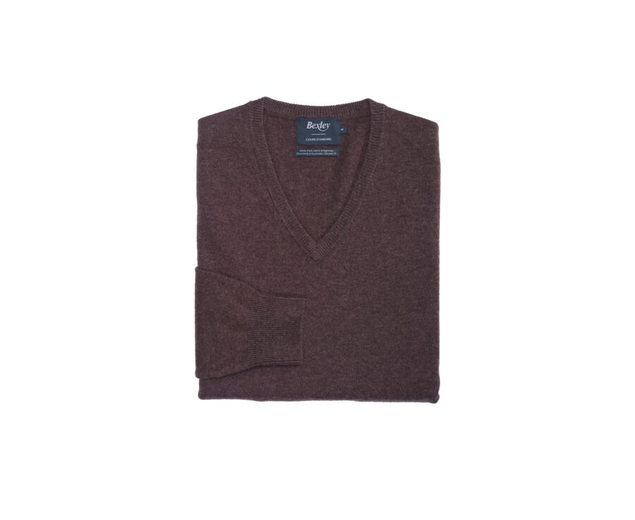Brown v-neck wool jumper - ELIAN
