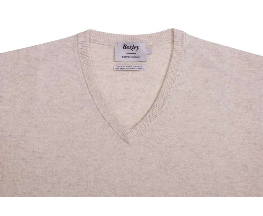 Light beige Melange V-neck wool jumper - ELIAN