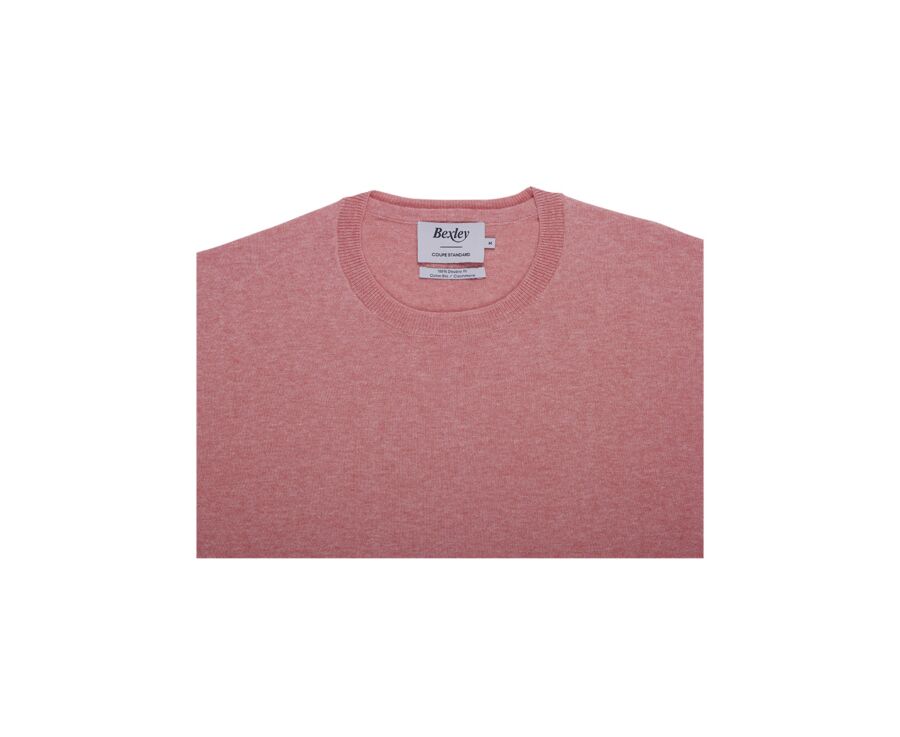 Slim Men's Sweater with Round Neck, Cotton/Cashmere, Heathered Orange - VLADIMIR