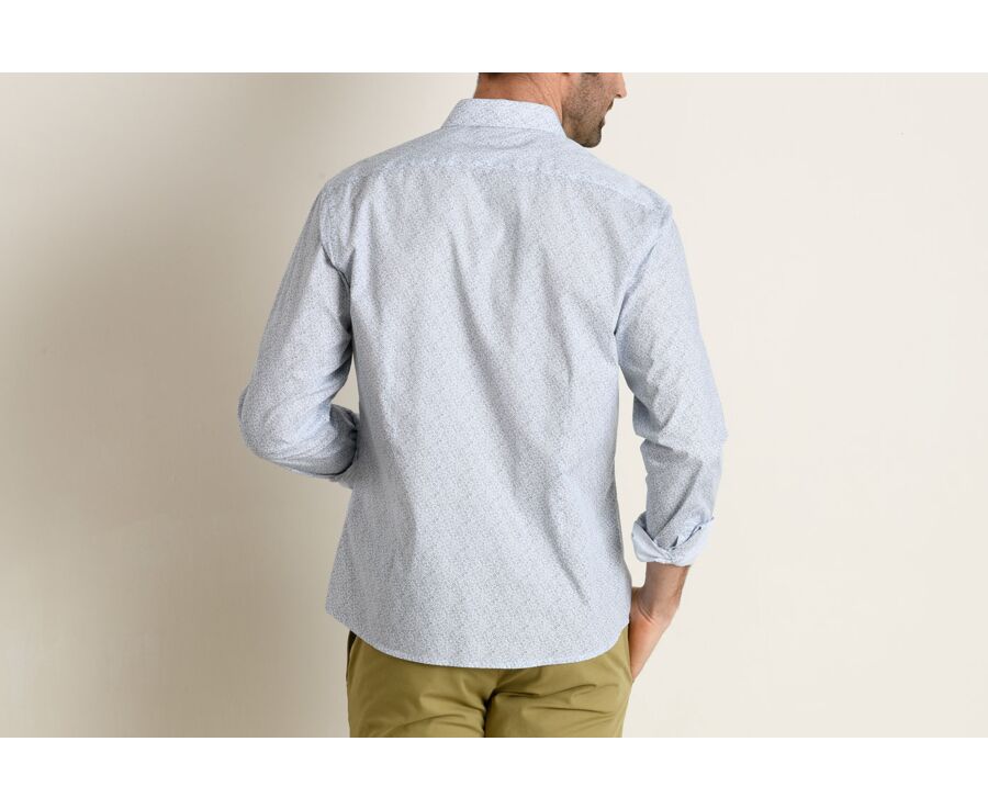 White shirt with blue patterns - Straight collar - MARIUS