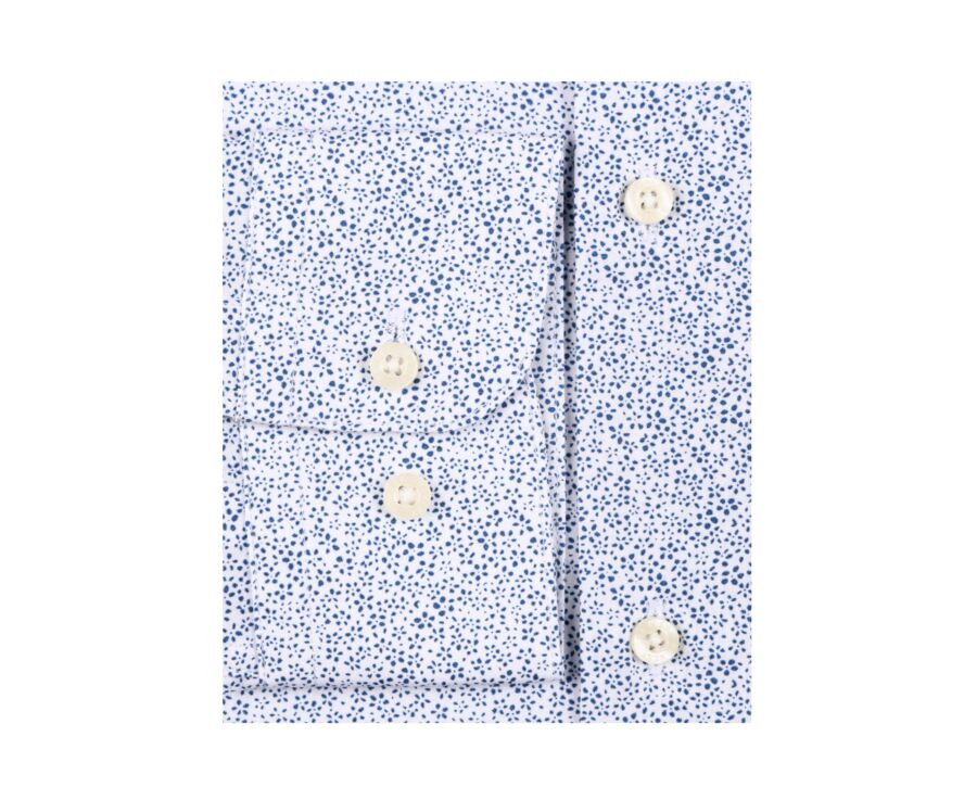 White shirt with blue patterns - Straight collar - MARIUS