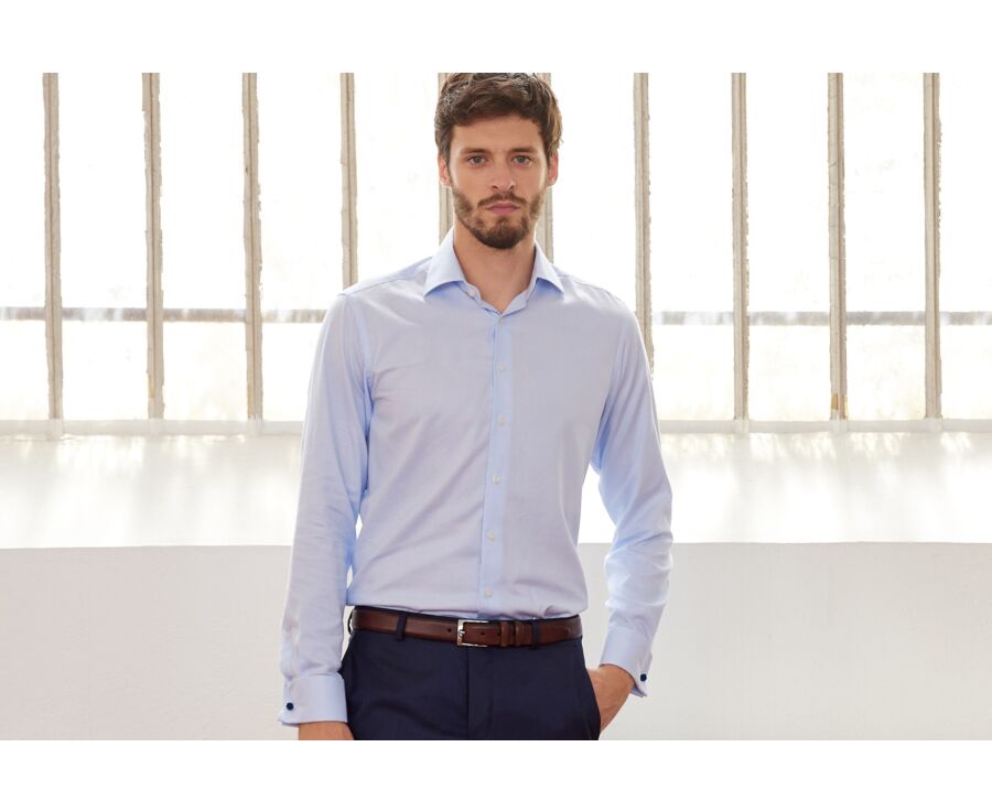 Pale Blue shirt with cufflinks - PAOLO