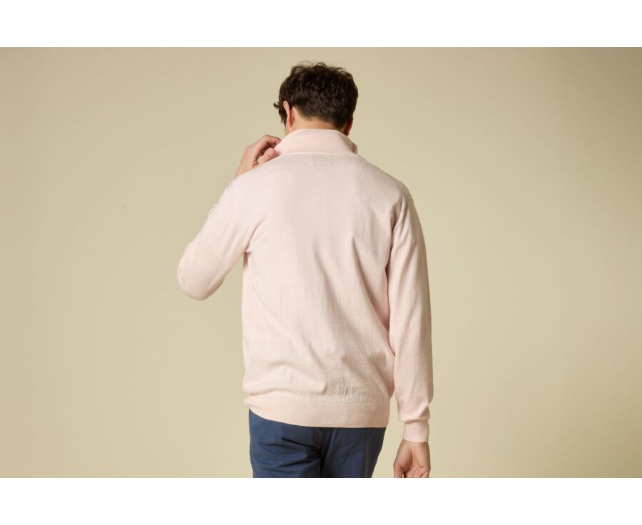 Men's Organic Cotton/Cashmere Sweater - Rose Clair Chiné - VLAD