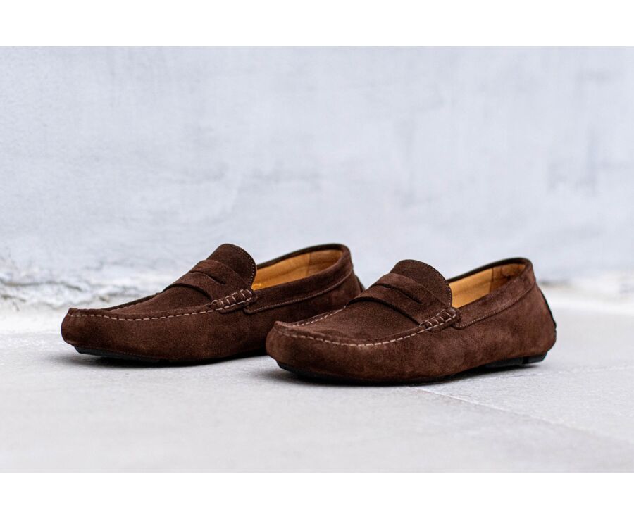 Havana Suede Men's Driving Moccasins - SEACREST II
