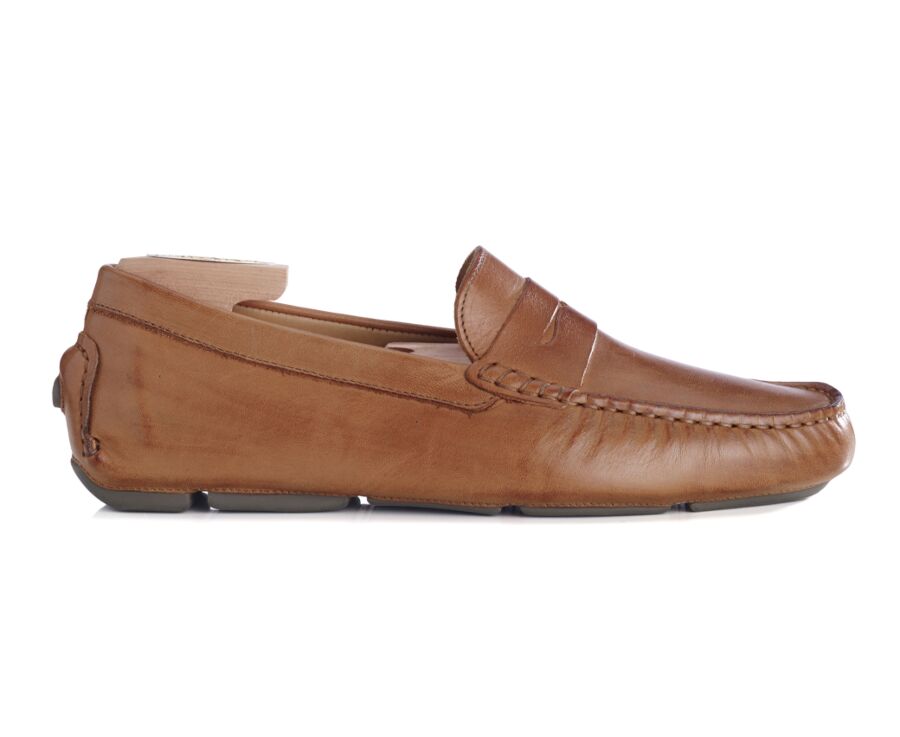 Patina Cognac Men's Driving Moccasins - SEACREST II