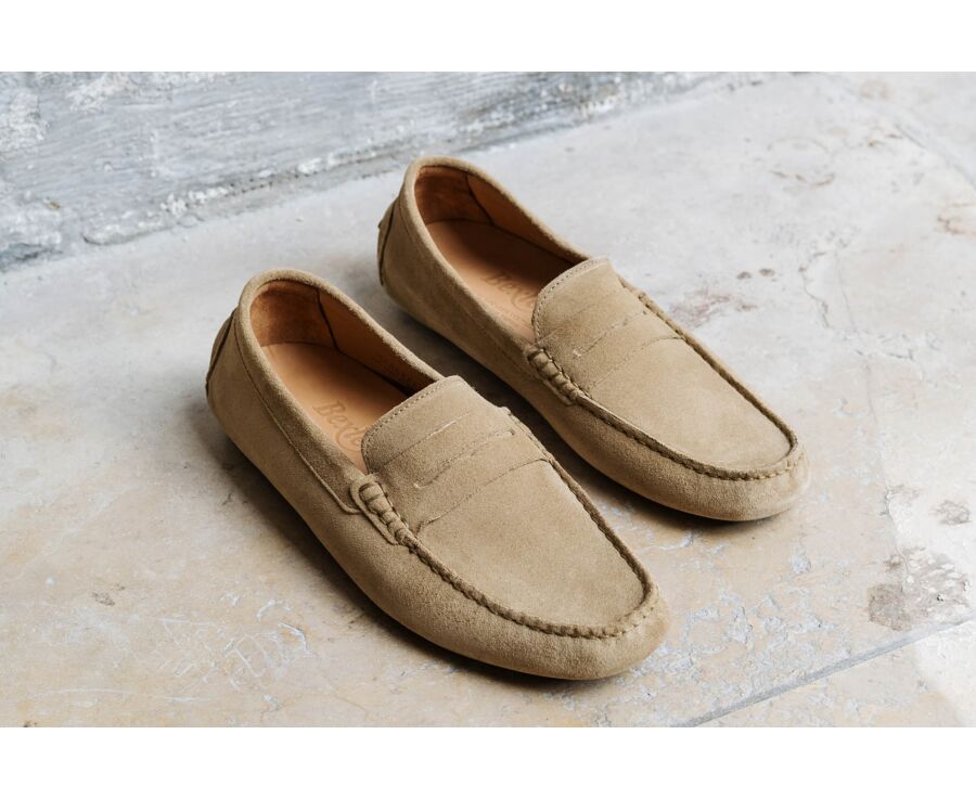 Dark Beige Suede Men's Moccasins - SEACREST II