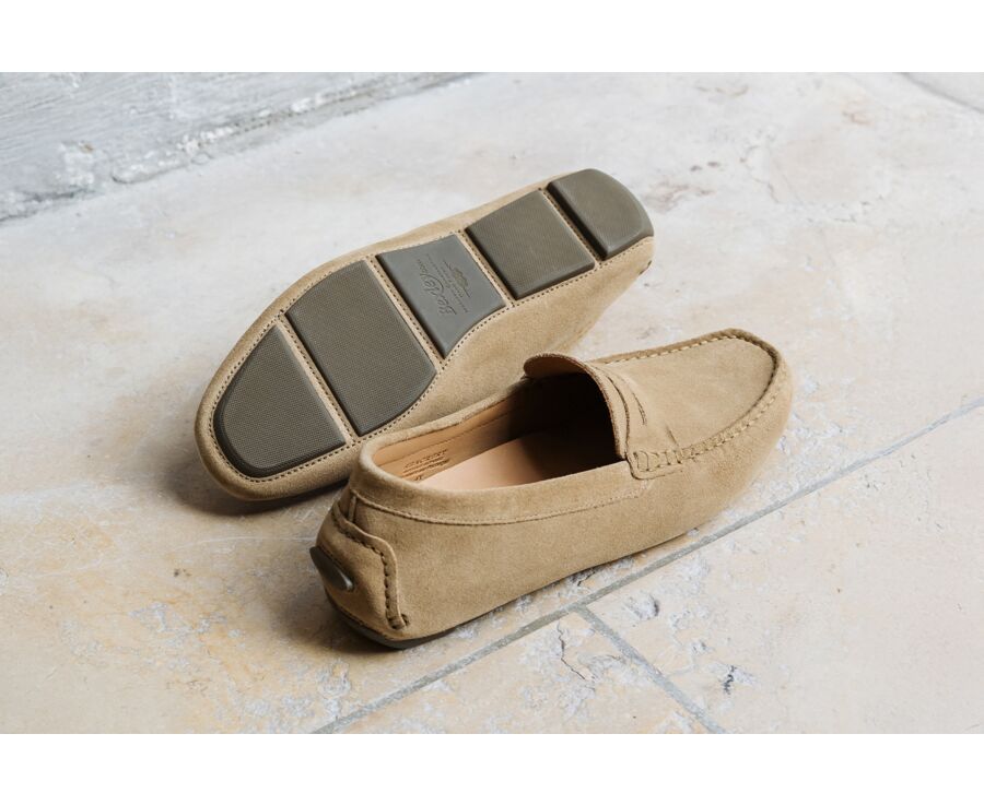 Dark Beige Suede Men's Moccasins - SEACREST II