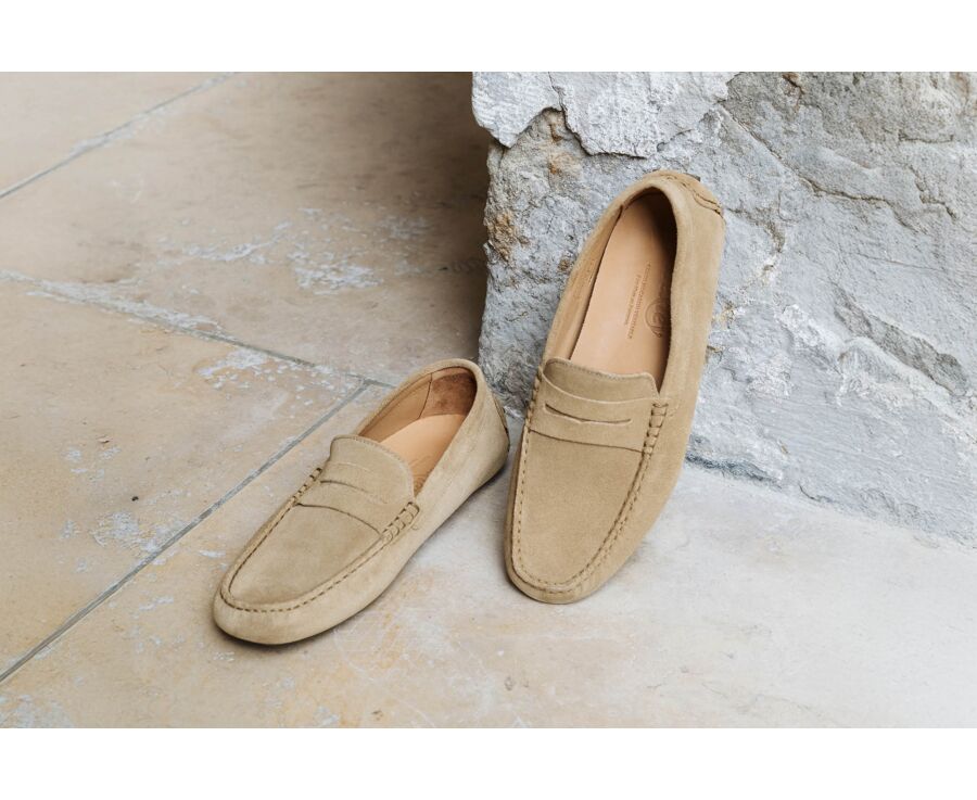 Dark Beige Suede Men's Moccasins - SEACREST II