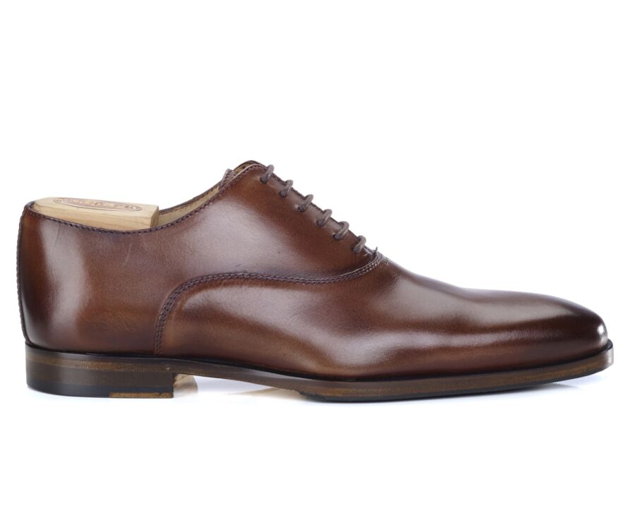 Patina Cognac Oxford shoes - Rubber pad - TREMEZZO PATIN